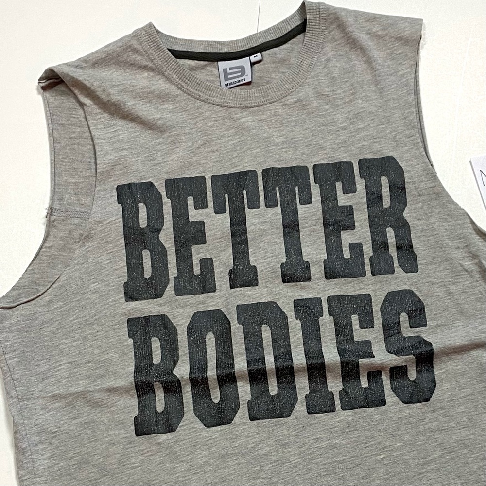 👚TEE-rrific EUC BETTER BODIES ATHLETIC GYM TANK GRAY SLEEVELESS TEE SZ MEDIUM